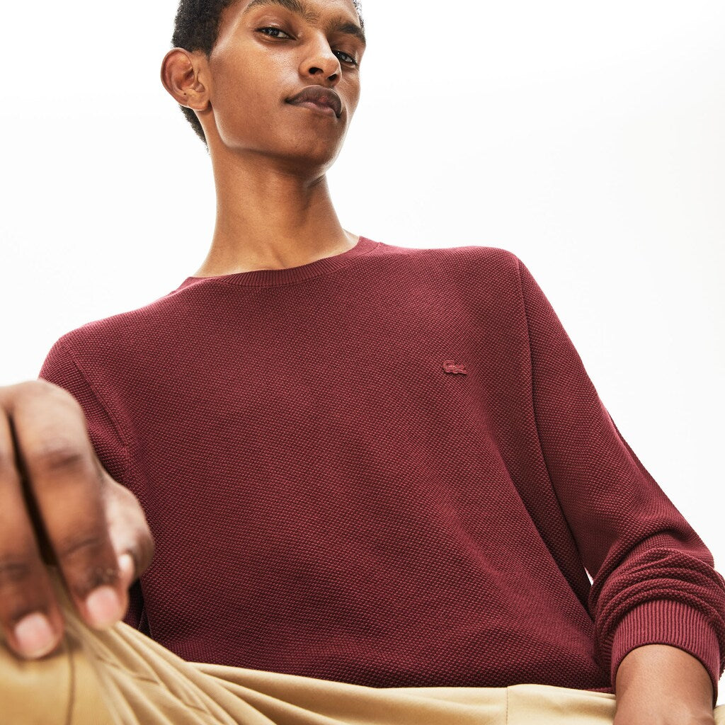 Crew Neck Cotton Piqué Sweater | Lacoste Mens