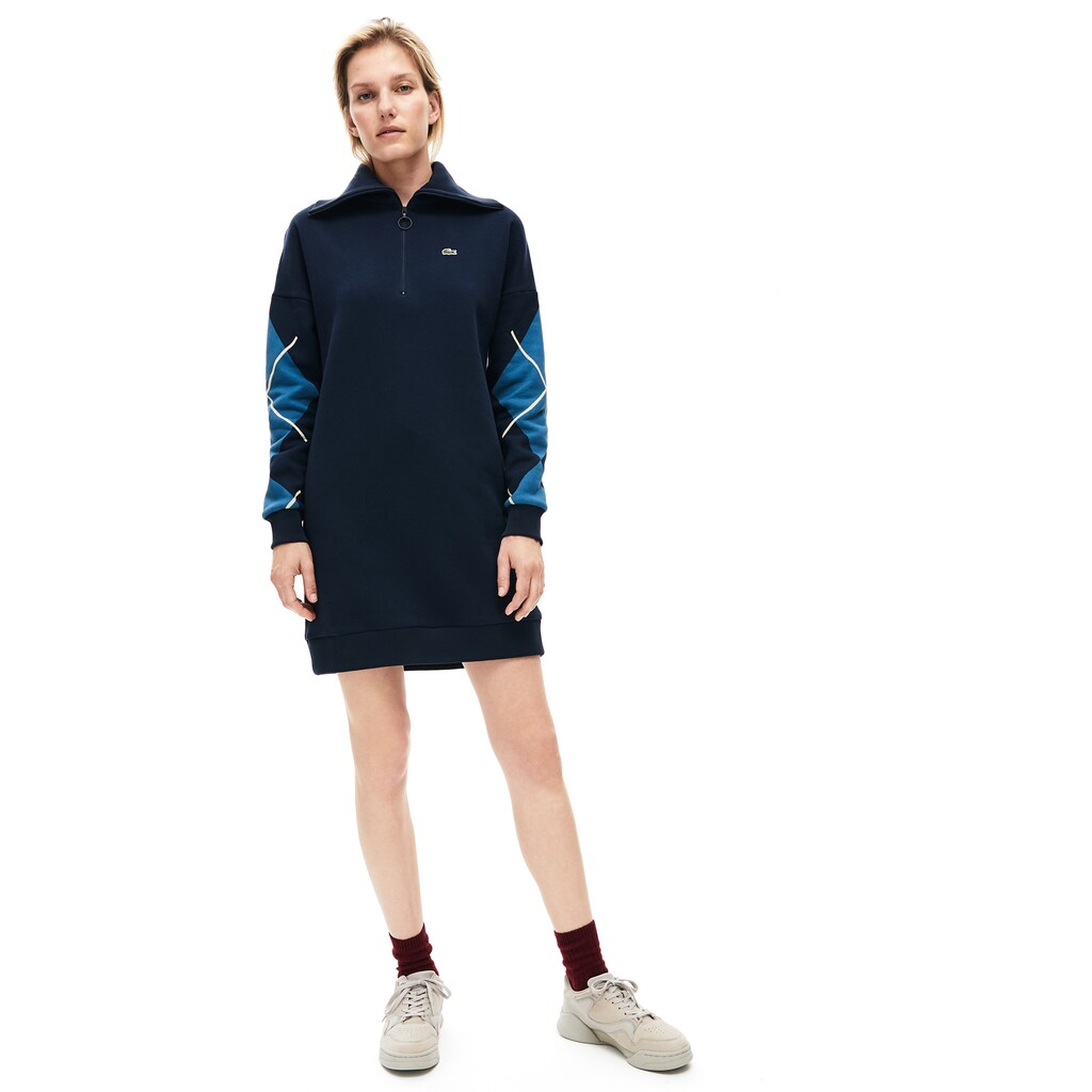 Wo  Made In France Jacquard Patterned Fleece Sweatshirt Dress | Lacoste Womens