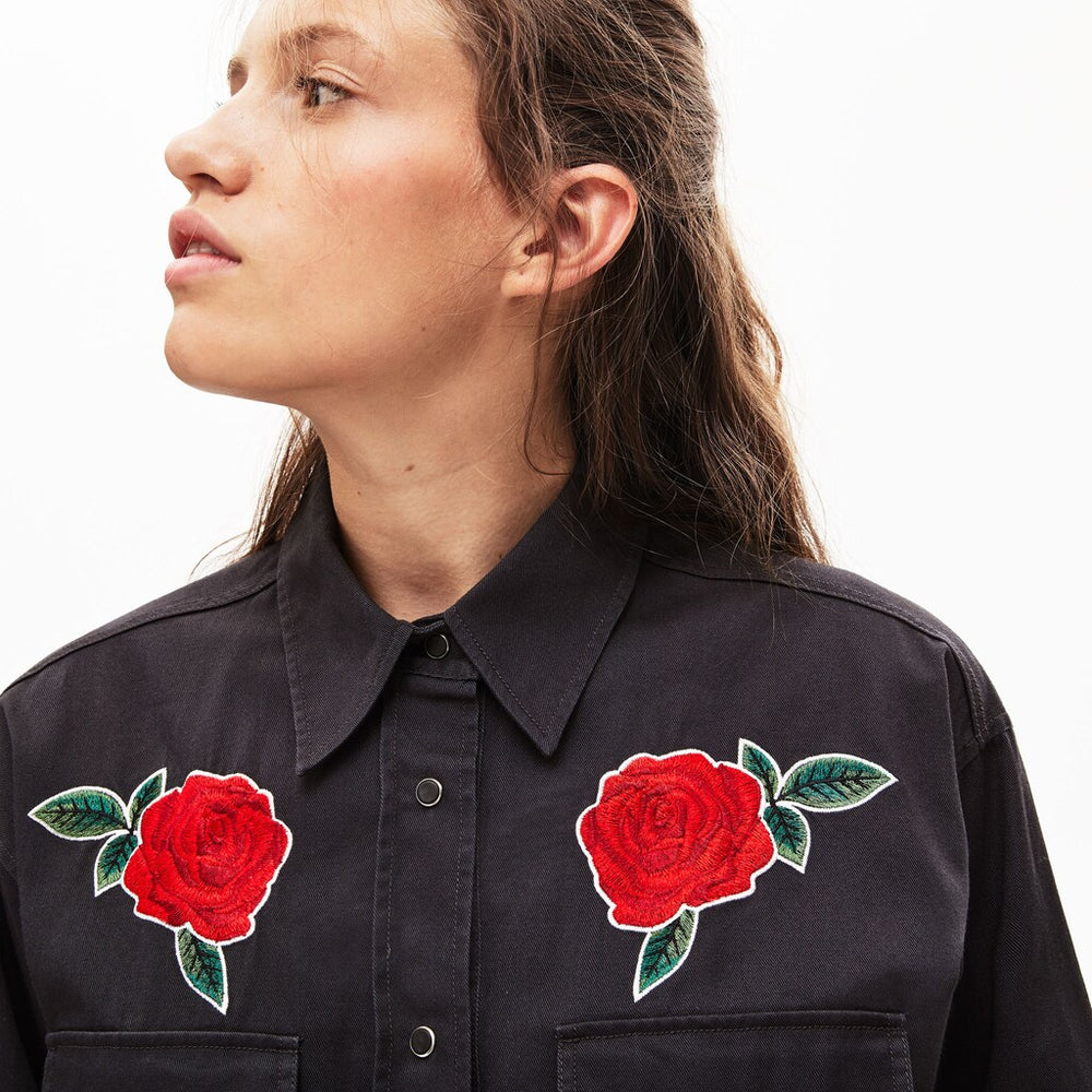 Wo  LIVE Rose-Embroidered Cotton Shirtdress | Lacoste Womens
