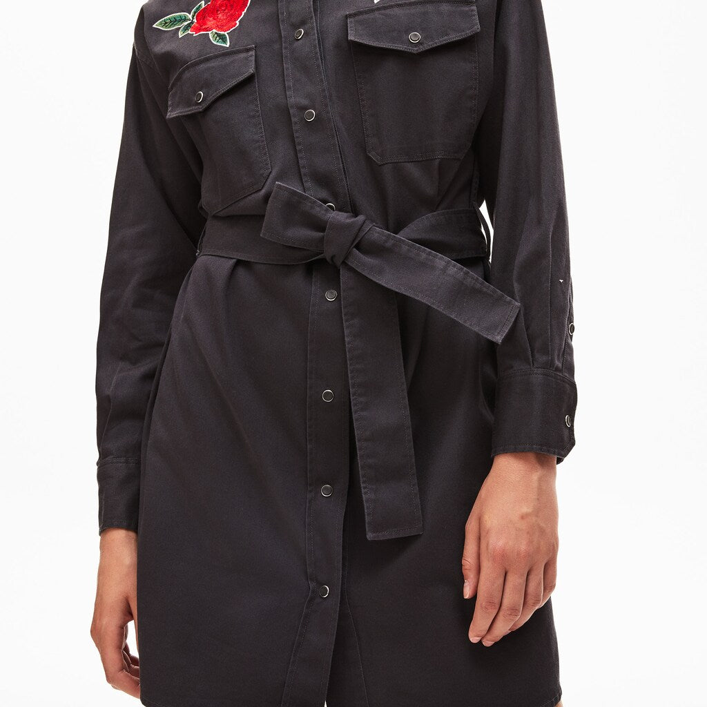 Wo  LIVE Rose-Embroidered Cotton Shirtdress | Lacoste Womens