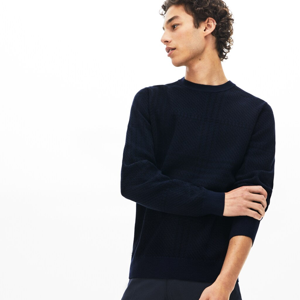Crewneck Houndstooth Cotton And Cashmere Sweater | Lacoste Mens