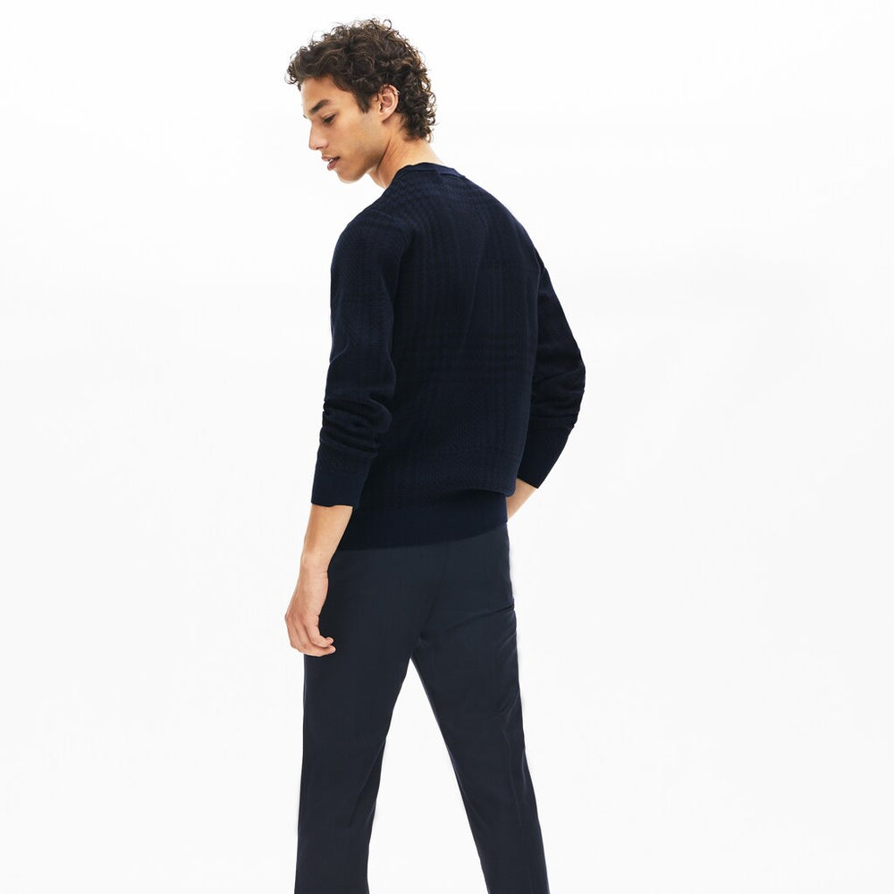 Crewneck Houndstooth Cotton And Cashmere Sweater | Lacoste Mens