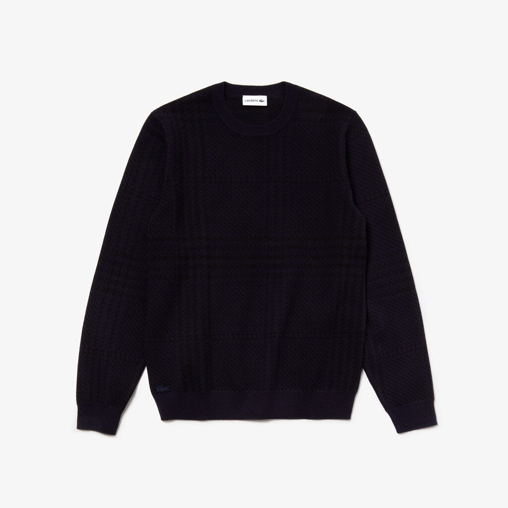 Crewneck Houndstooth Cotton And Cashmere Sweater | Lacoste Mens