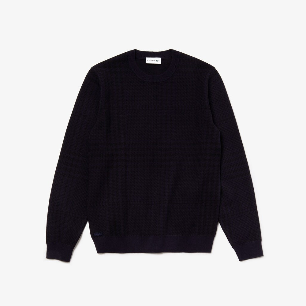 Crewneck Houndstooth Cotton And Cashmere Sweater | Lacoste Mens