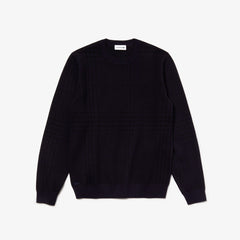 Crewneck Houndstooth Cotton And Cashmere Sweater | Lacoste Mens