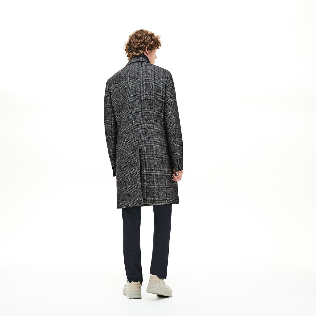 Glen Plaid Wool Blend Chesterfield Coat | Lacoste Mens