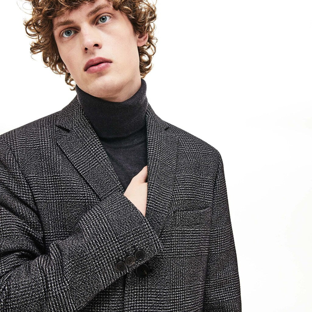 Glen Plaid Wool Blend Chesterfield Coat | Lacoste Mens