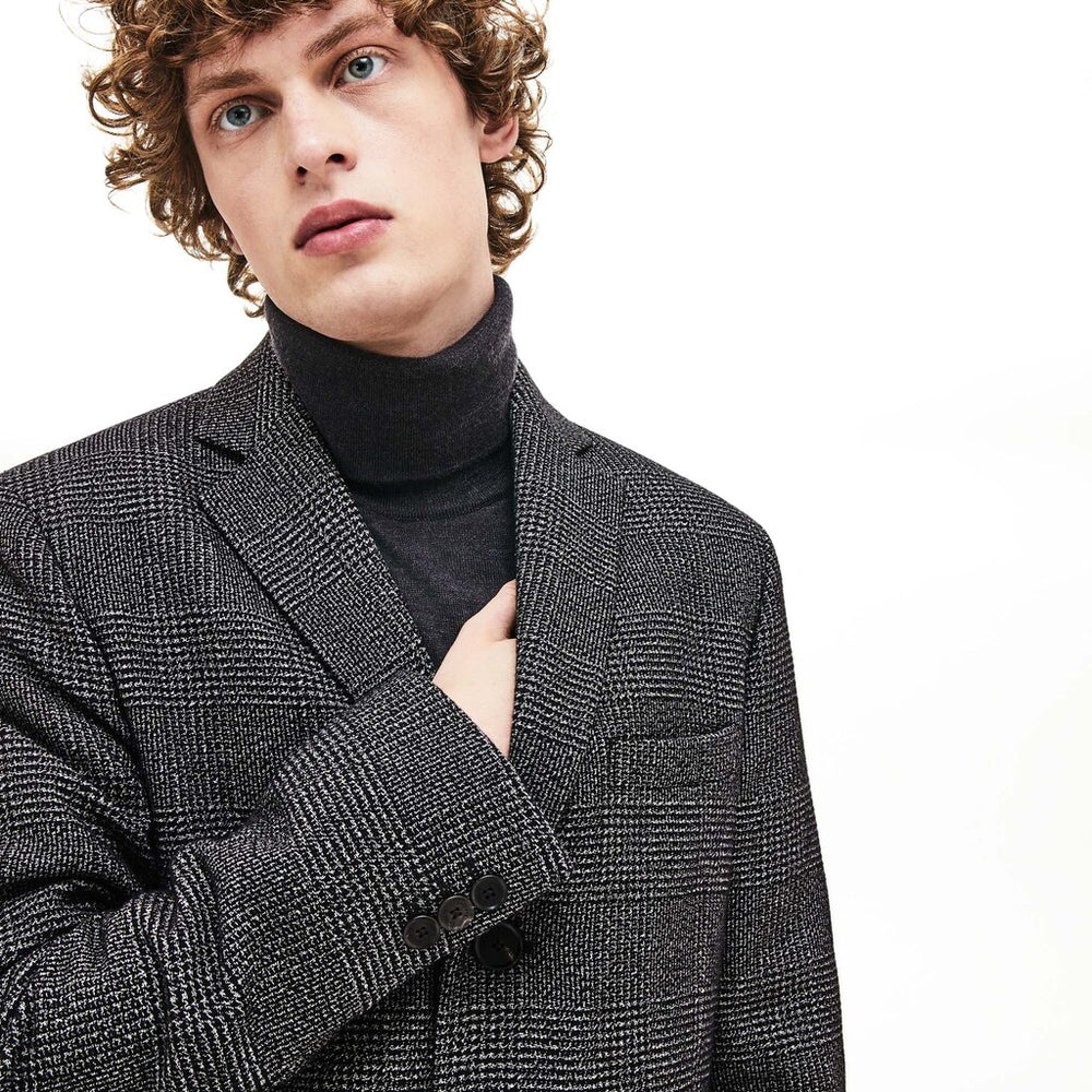 Glen Plaid Wool Blend Chesterfield Coat | Lacoste Mens