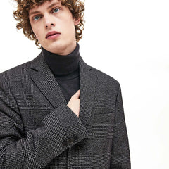 Glen Plaid Wool Blend Chesterfield Coat | Lacoste Mens