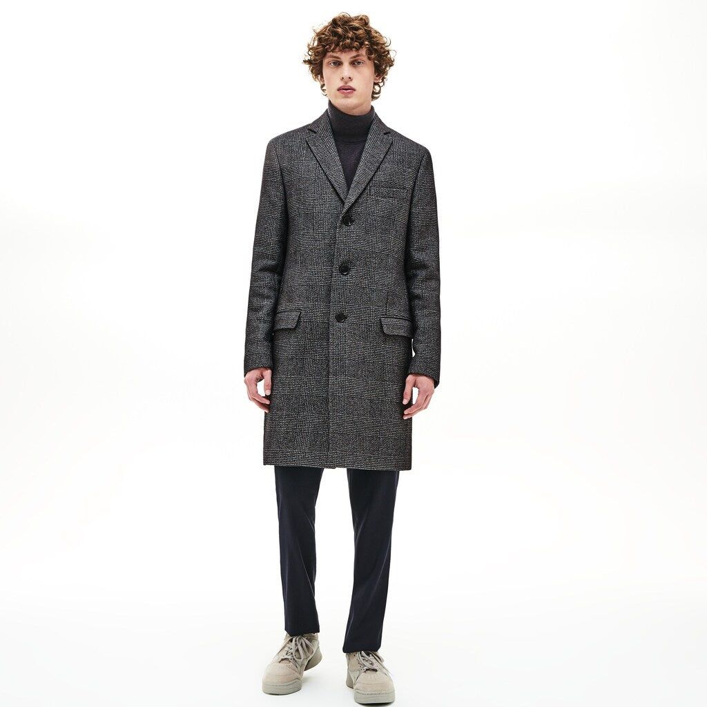 Glen Plaid Wool Blend Chesterfield Coat | Lacoste Mens