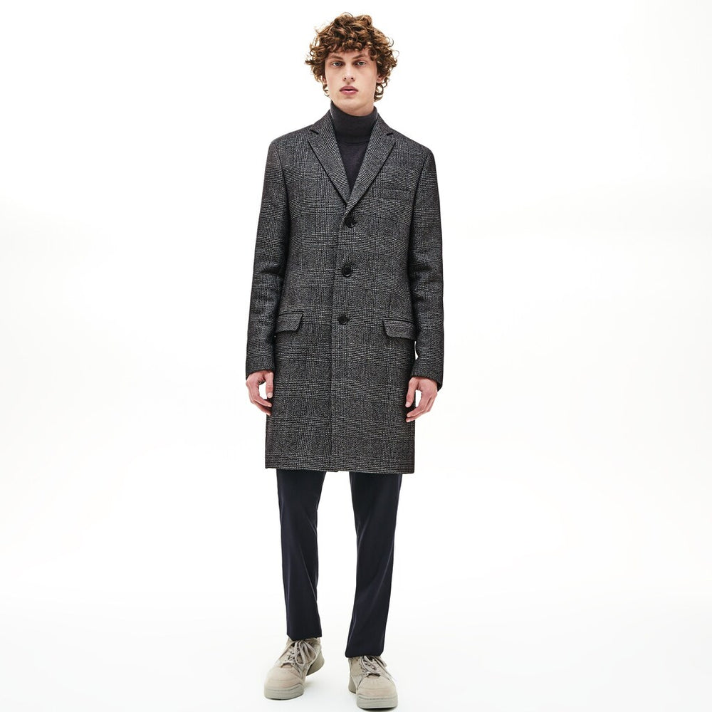 Glen Plaid Wool Blend Chesterfield Coat | Lacoste Mens