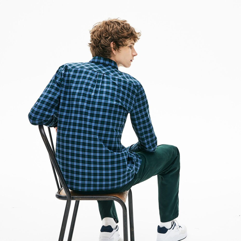 Regular Fit Check Cotton Shirt | Lacoste Mens