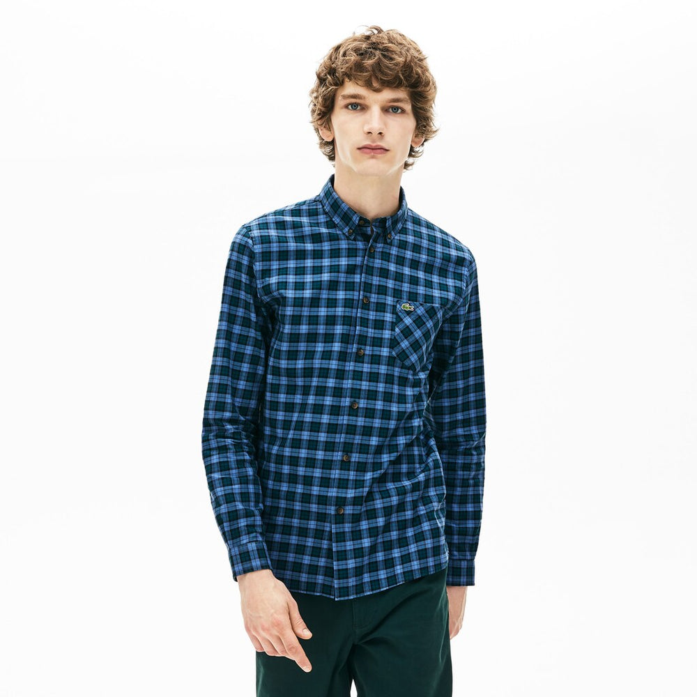 Regular Fit Check Cotton Shirt | Lacoste Mens