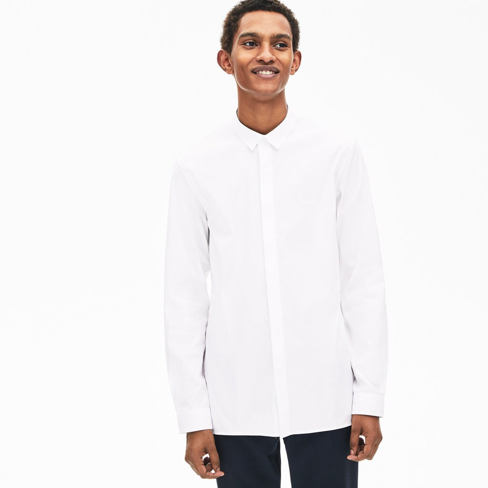 Slim-Fit Stretch Poplin and Jersey Shirt | Lacoste Mens