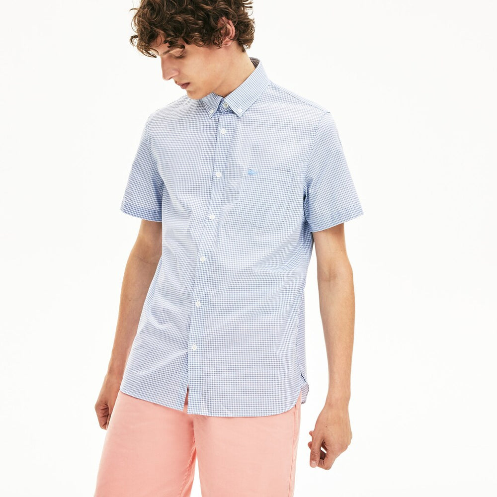 Regular- Fit Checkered Cotton Shirt | Lacoste Mens