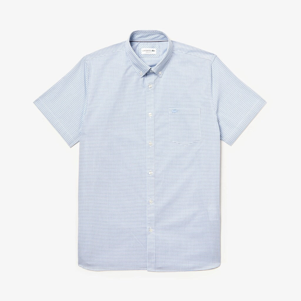 Regular- Fit Checkered Cotton Shirt | Lacoste Mens