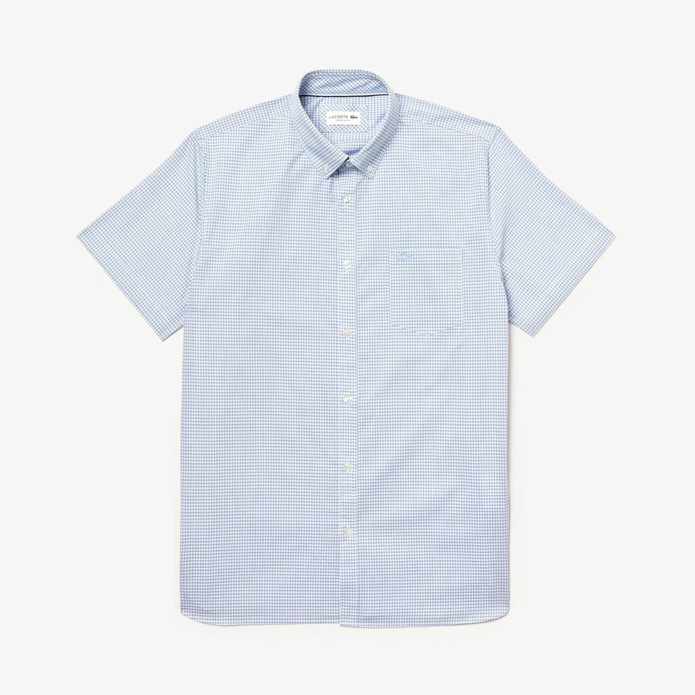 Regular- Fit Checkered Cotton Shirt | Lacoste Mens
