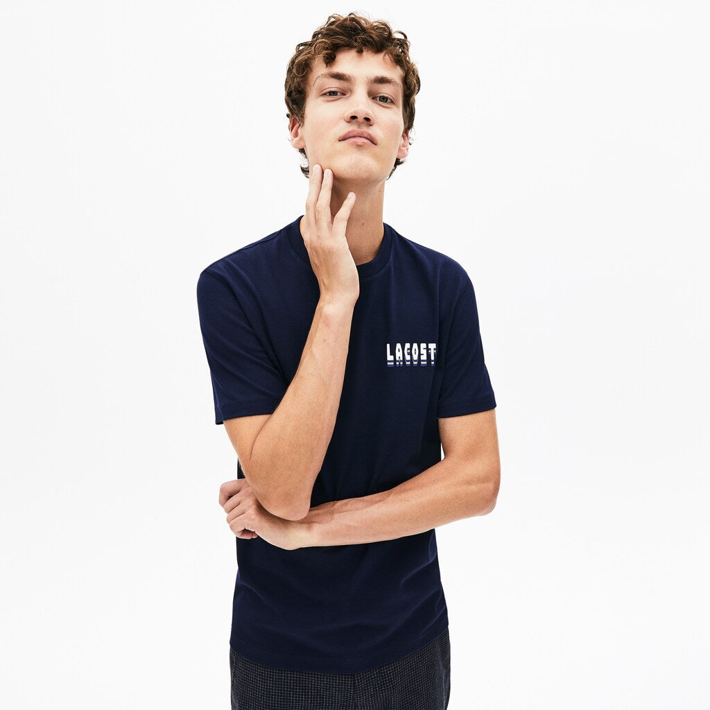 Crewneck 3D-Lettering Cotton T-Shirt | Lacoste Mens