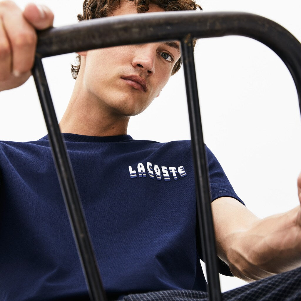 Crewneck 3D-Lettering Cotton T-Shirt | Lacoste Mens