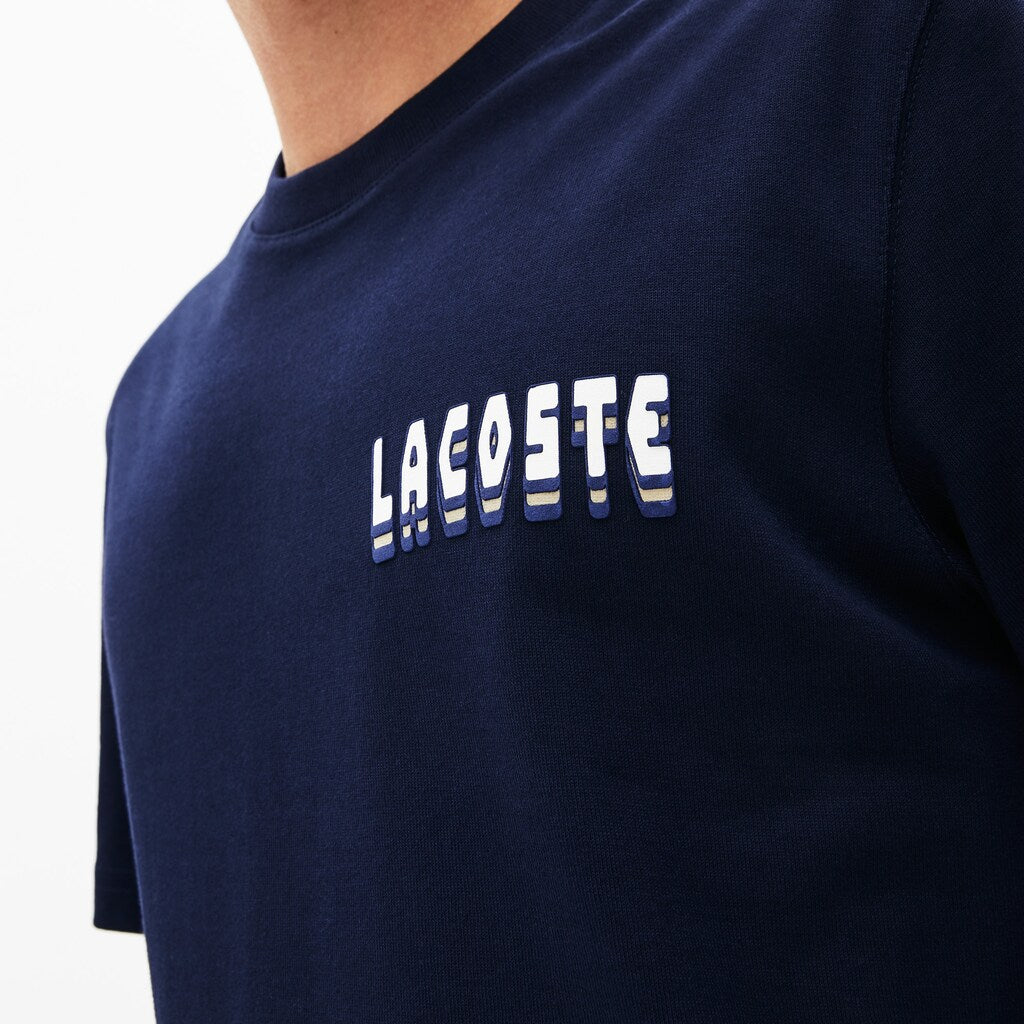 Crewneck 3D-Lettering Cotton T-Shirt | Lacoste Mens