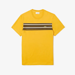Crew Neck Striped Panel Cotton T-shirt | Lacoste Mens