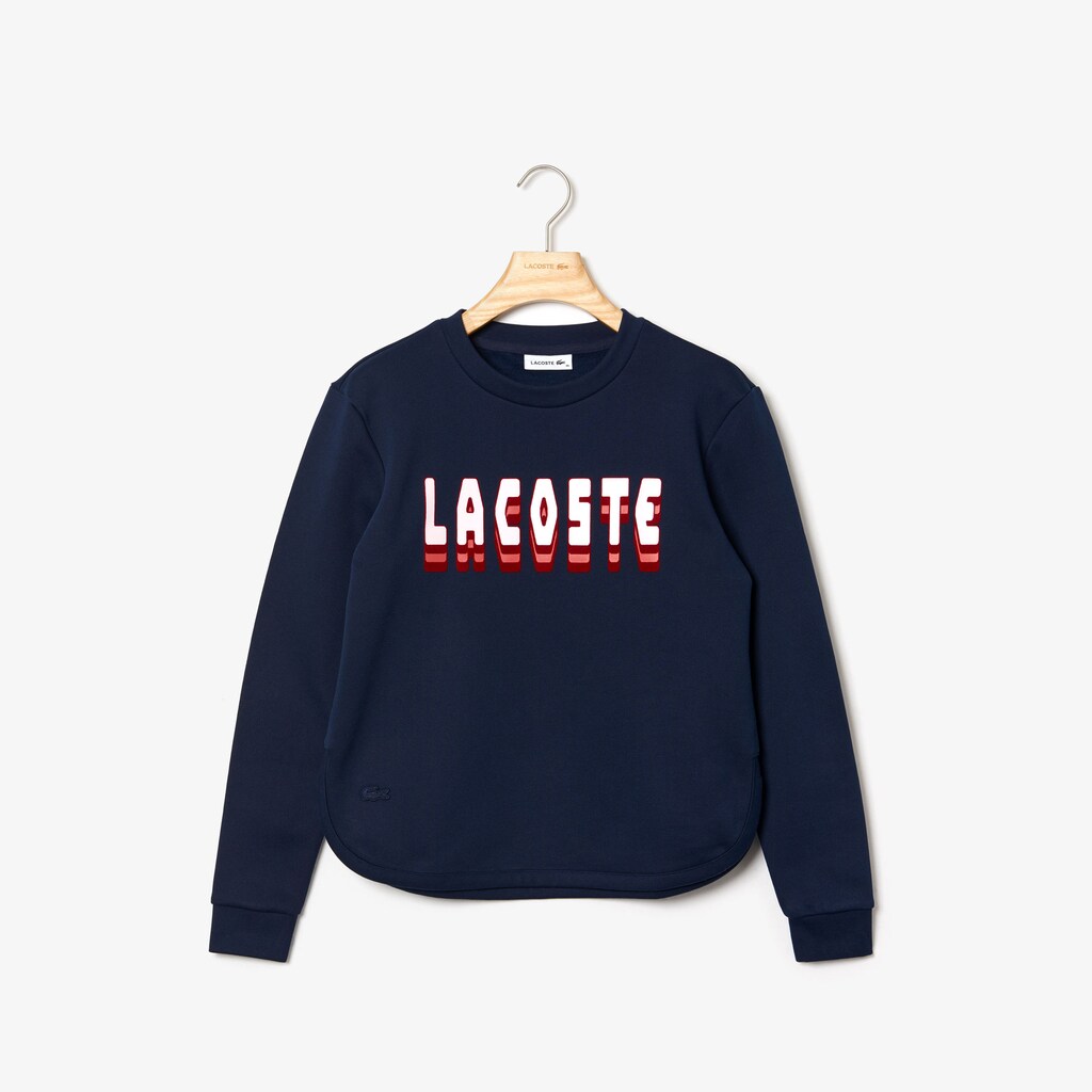 Wo  Crewneck 3D-Lettering Cotton Blend Fleece Sweatshirt | Lacoste Womens