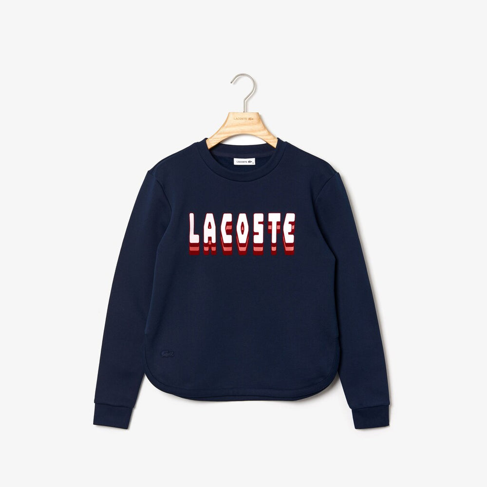 Wo  Crewneck 3D-Lettering Cotton Blend Fleece Sweatshirt | Lacoste Womens