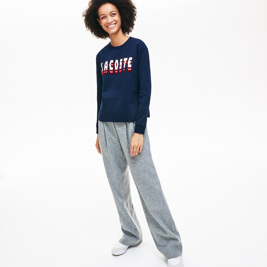 Wo  Crewneck 3D-Lettering Cotton Blend Fleece Sweatshirt | Lacoste Womens