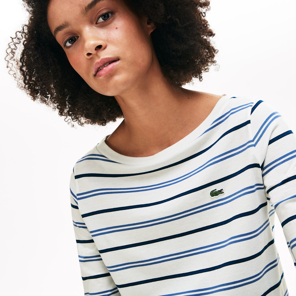 Wo  Boat Neck Cotton Blend Sailor Shirt | Lacoste Womens