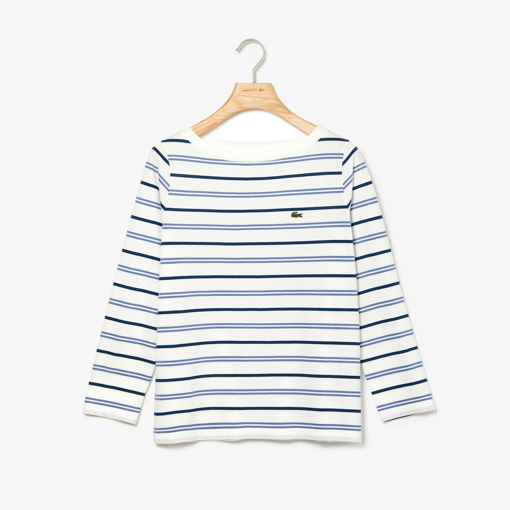 Wo  Boat Neck Cotton Blend Sailor Shirt | Lacoste Womens