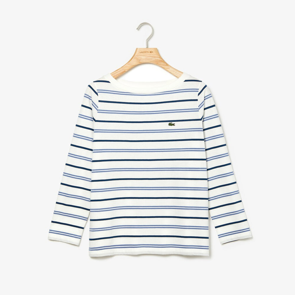 Wo  Boat Neck Cotton Blend Sailor Shirt | Lacoste Womens