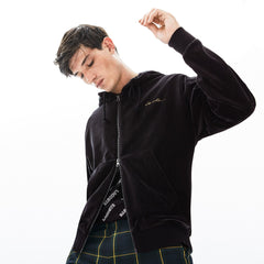 LIVE Signature Hooded Velvet Zip Sweatshirt | Lacoste Mens
