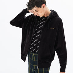 LIVE Signature Hooded Velvet Zip Sweatshirt | Lacoste Mens