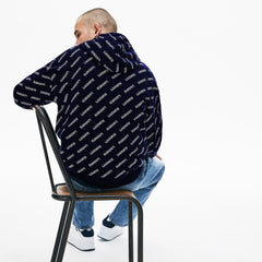LIVE Hooded Signature Print Fleece Sweatshirt | Lacoste Mens