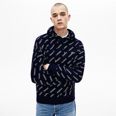 LIVE Hooded Signature Print Fleece Sweatshirt | Lacoste Mens