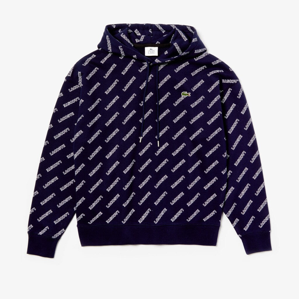 LIVE Hooded Signature Print Fleece Sweatshirt | Lacoste Mens