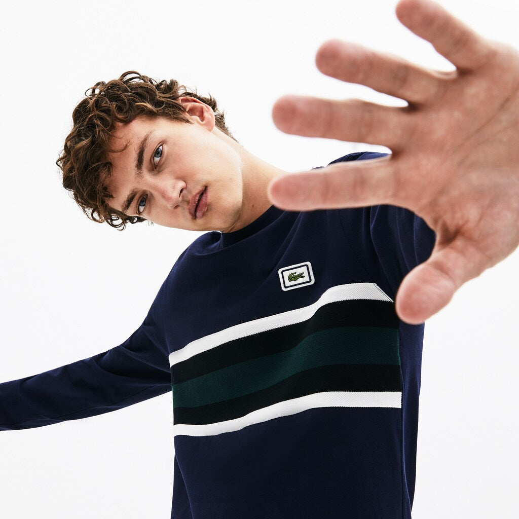 Crewneck Striped Cotton T-Shirt | Lacoste Mens