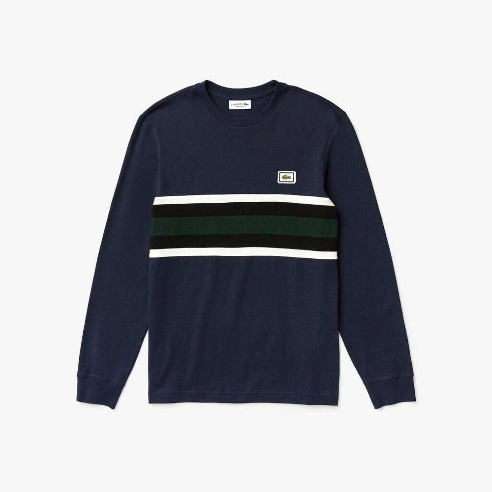 Crewneck Striped Cotton T-Shirt | Lacoste Mens