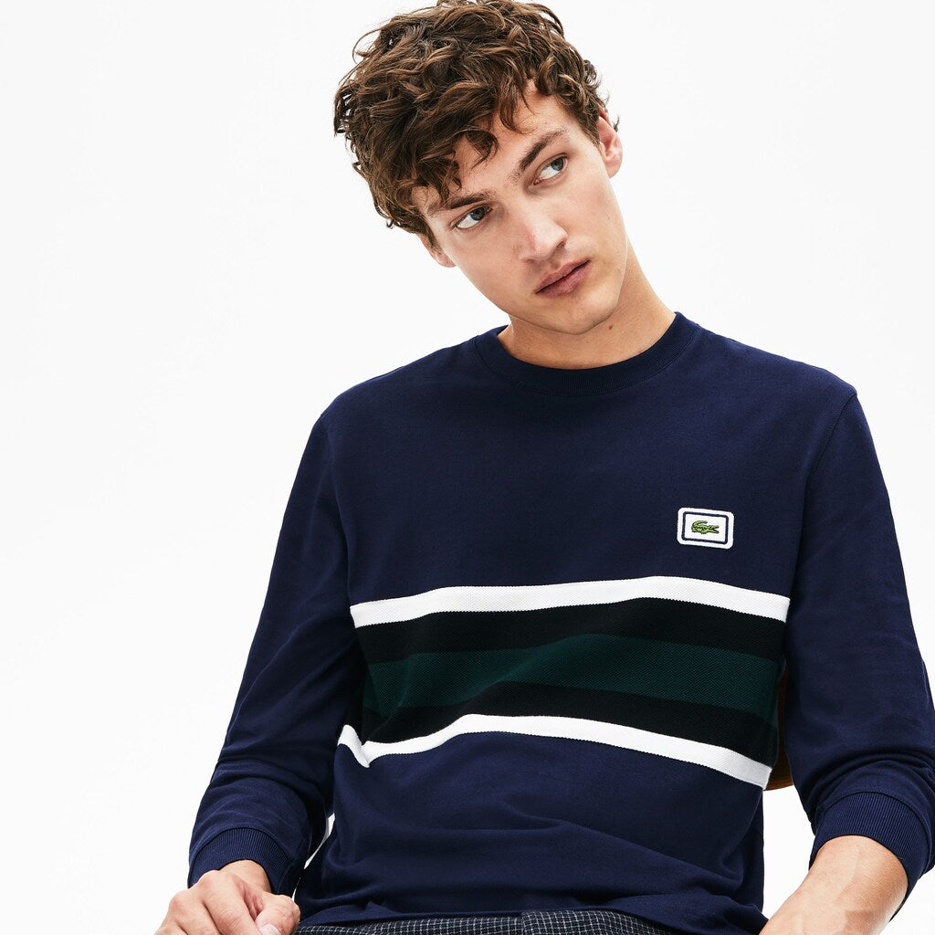 Crewneck Striped Cotton T-Shirt | Lacoste Mens