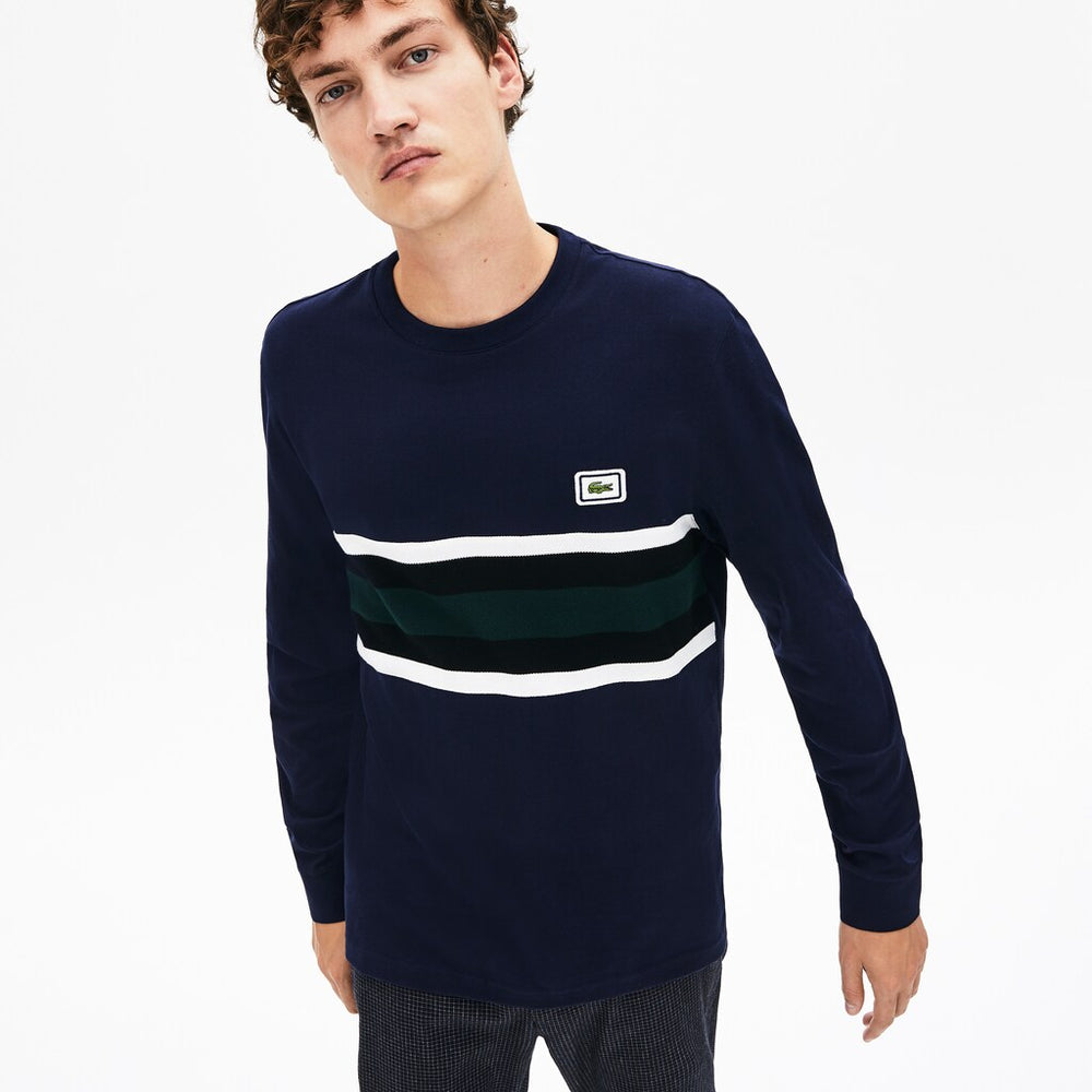 Crewneck Striped Cotton T-Shirt | Lacoste Mens