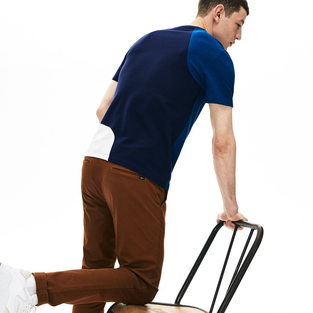 Crewneck Color-Blocked Thermoregulating Piqué T-Shirt | Lacoste Mens