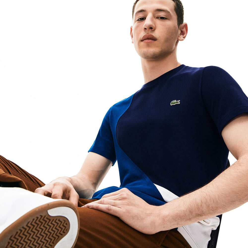 Crewneck Color-Blocked Thermoregulating Piqué T-Shirt | Lacoste Mens
