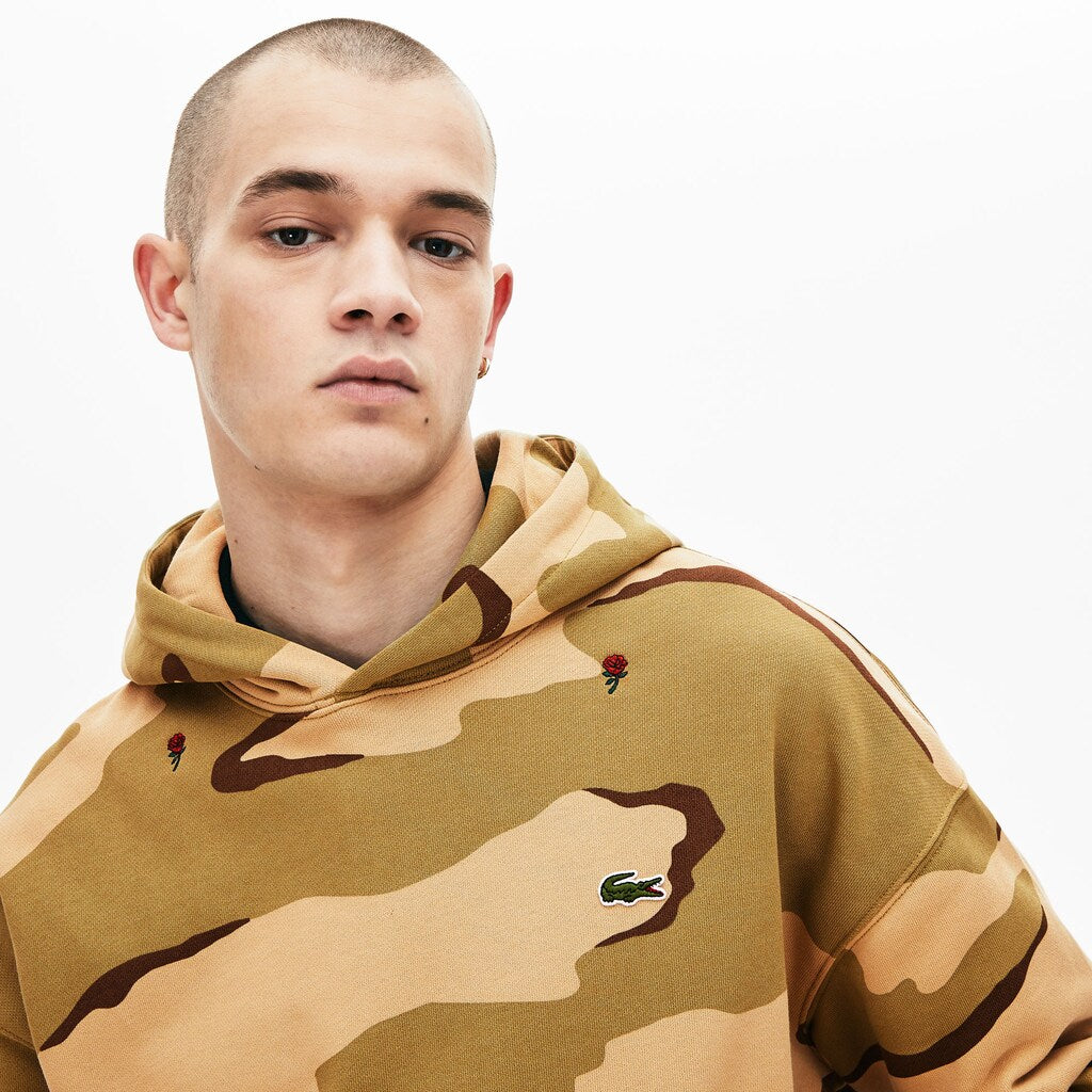 LIVE Hooded Camo Print Fleece Sweatshirt | Lacoste Mens