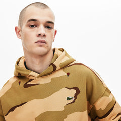 LIVE Hooded Camo Print Fleece Sweatshirt | Lacoste Mens