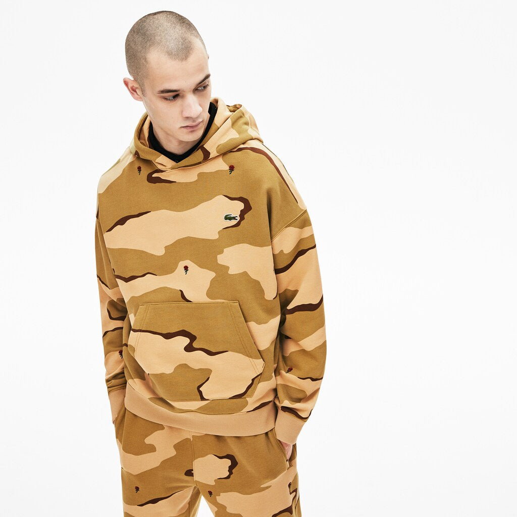 LIVE Hooded Camo Print Fleece Sweatshirt | Lacoste Mens