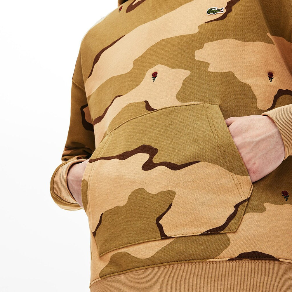 LIVE Hooded Camo Print Fleece Sweatshirt | Lacoste Mens