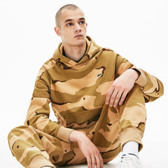 LIVE Hooded Camo Print Fleece Sweatshirt | Lacoste Mens
