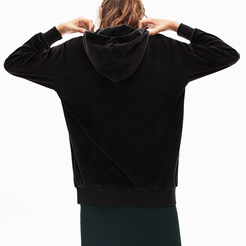 Wo  LIVE Golden Signature Hooded Velvet Sweatshirt | Lacoste Womens
