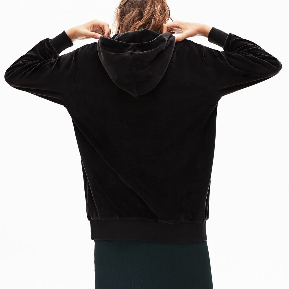 Wo  LIVE Golden Signature Hooded Velvet Sweatshirt | Lacoste Womens
