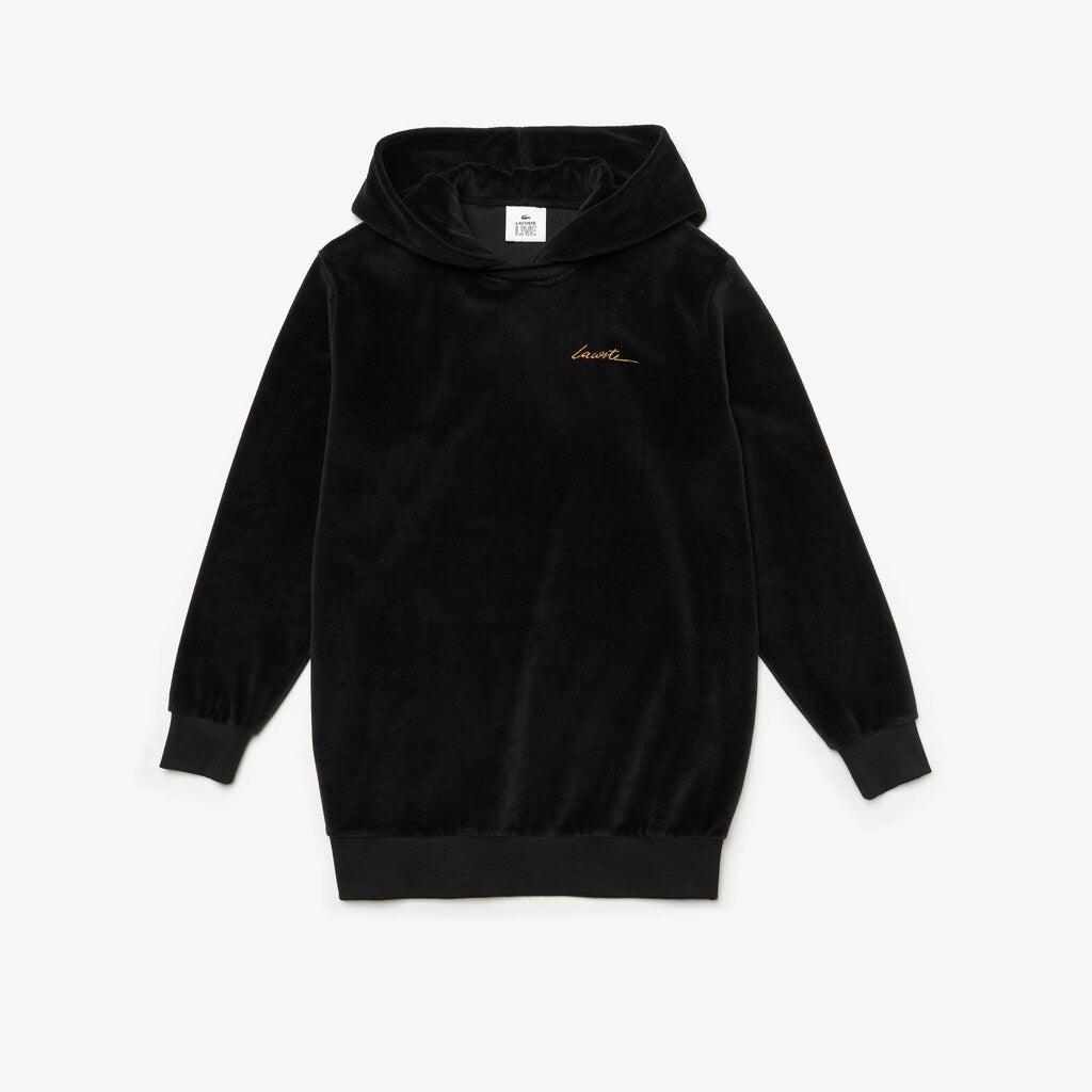 Wo  LIVE Golden Signature Hooded Velvet Sweatshirt | Lacoste Womens